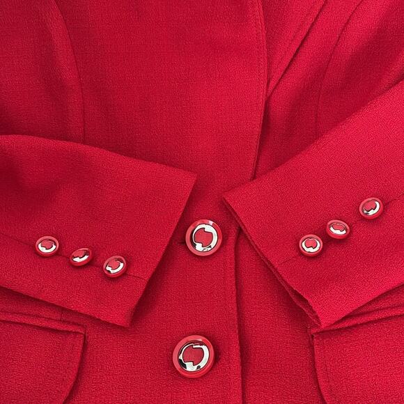 Unbranded Vintage Women’s Red Blazer Designer Button Front Closure and at Cuffs - Picture 9 of 16